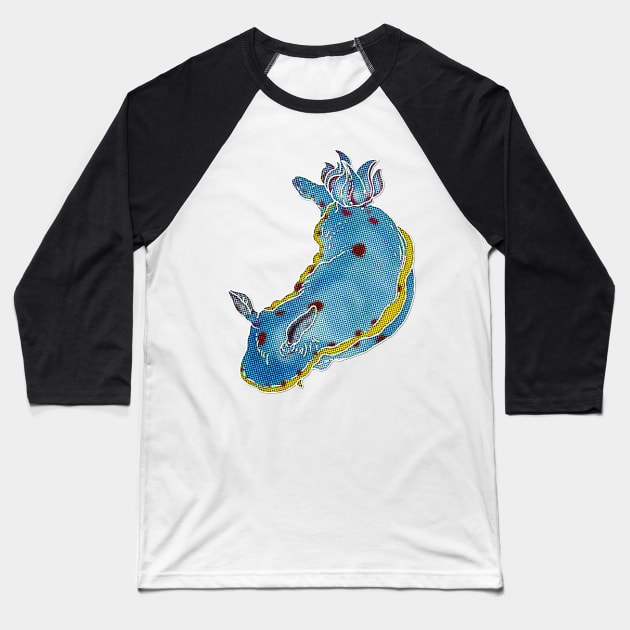 Halftone Nudibranch Pop Baseball T-Shirt by yodelbat